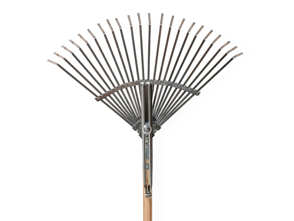 Bladhark ATLAS metaal verzinkt verstelbaar, 22 platte tanden, 28-42 cm breed, met steel IKAPE 150 x 2,4 cm