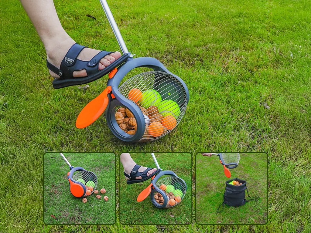 Notenraper - Vruchtenraper SOLIDE, met klik-open luik en telescoopsteel 39 - 110 cm