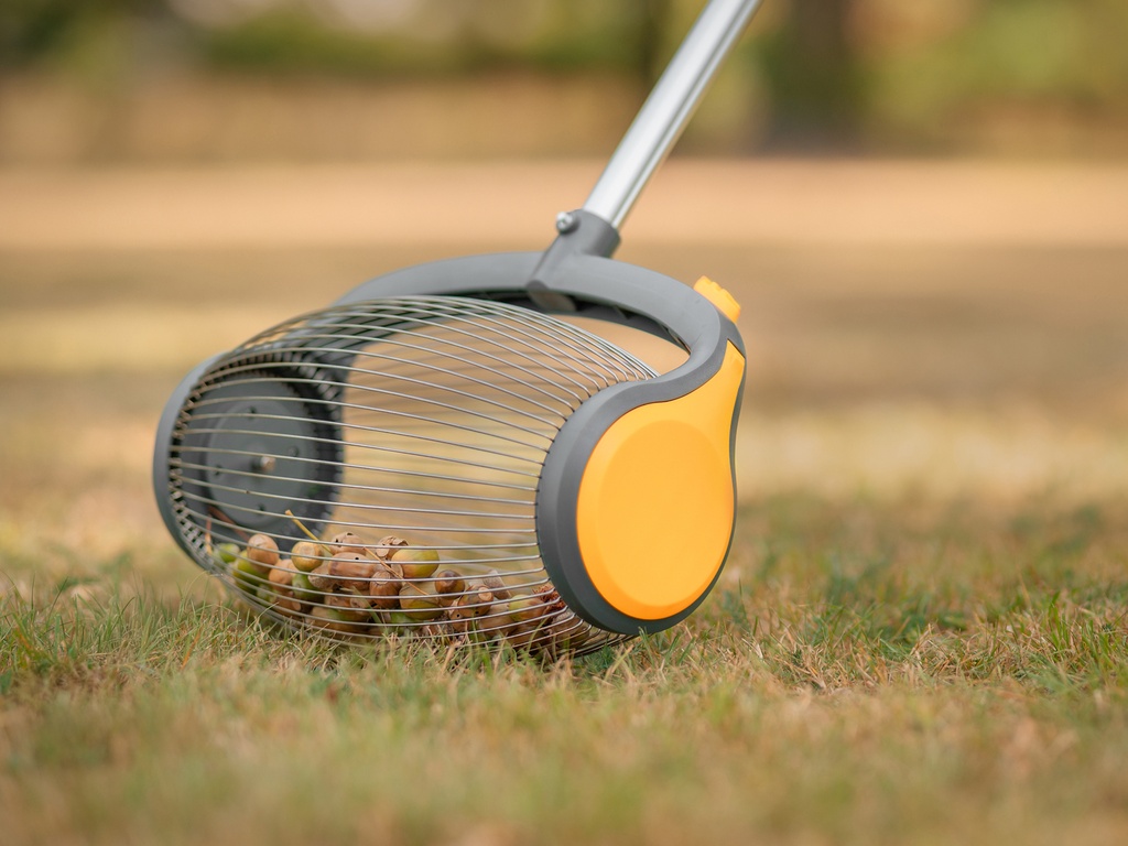 Notenraper - Vruchtenraper SOLIDE, met klik-open luik en telescoopsteel 39 - 110 cm