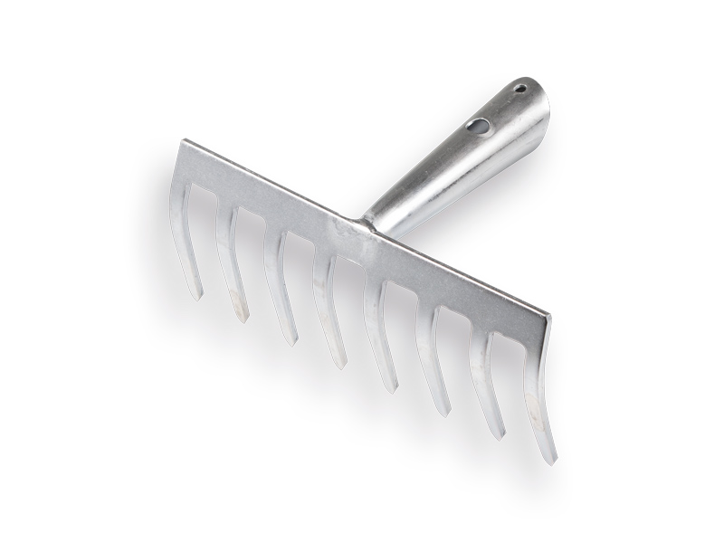 Garden rake Jimmy galvanised with 8 bent tines, without handle