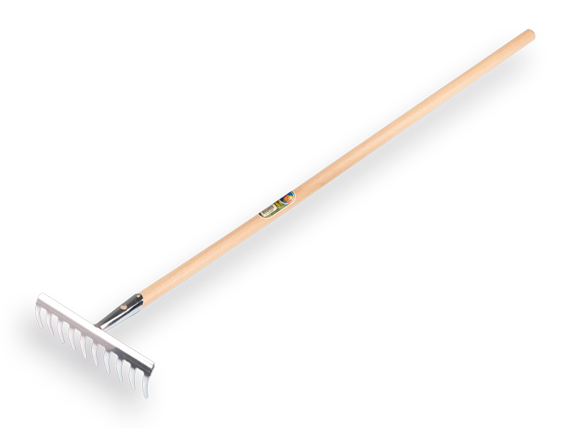 Tuinhark Jimmy verzinkt met 10 gebogen tanden, met IKAPE steel 150 x 2,8 cm. FSC 100%