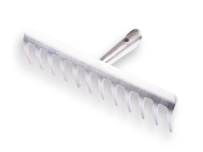 Râteau de jardin galvanisé avec 12 dents courbées, sans manche