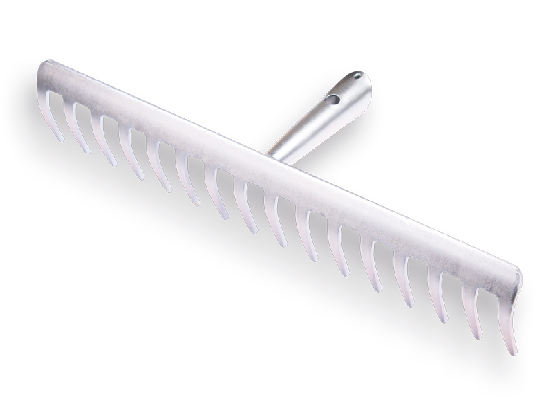Garden rake galvanised with 16 bent tines, without handle