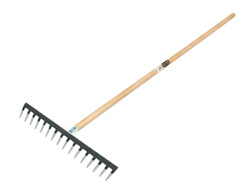 [1301150] Garden rake Jimmy galvanised with 16 bent tines, with IKAPE handle 150 x 2.8 cm. FSC 100%