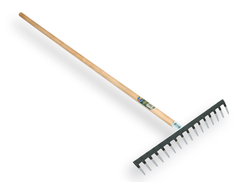 Gartenrechen verzinkt mit 16 gebogenen Zinken, mit IKAPE-Stiel 150 x 2,8 cm. FSC 100%