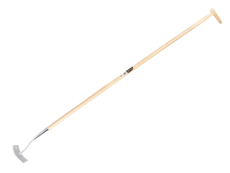 [1302700] Ratissoire Jimmy modèle rond galvanisé 18 cm, avec manche IKAPE 160 x 2,8 cm et poignée en forme de bouteille. FSC 100%