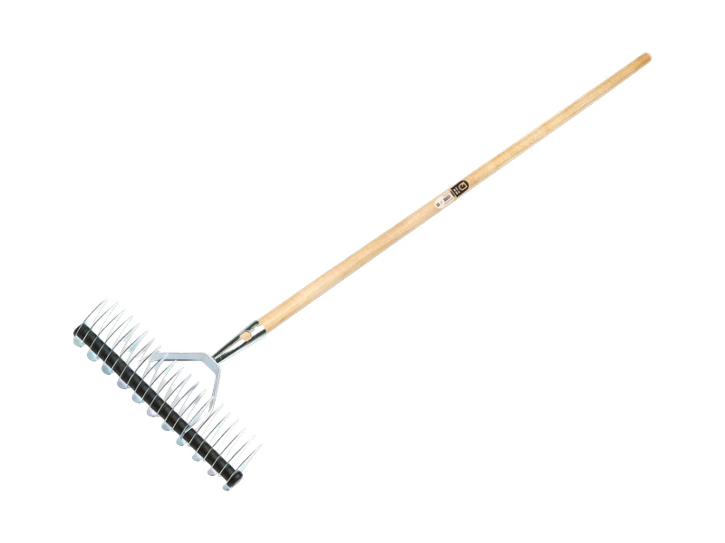 Râteau scarificateur Jimmy galvanisé 11/21 dents 36 cm, avec manche IKAPE 150 x 2,8 cm. FSC 100%