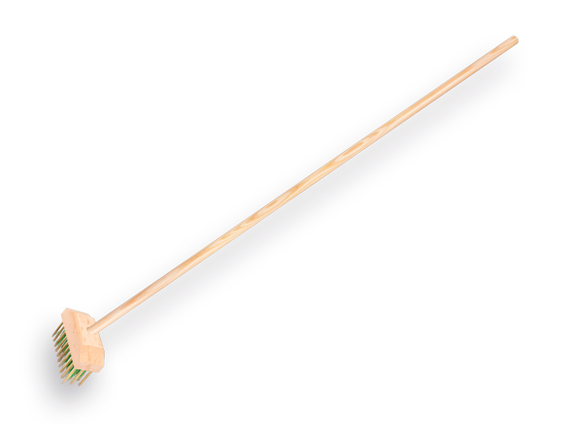 [1308190] Weed brush Jimmy green PPN/hardened steel wire 14 x 6 cm, with IKAPE handle 150 x 2.8 cm. FSC 100%