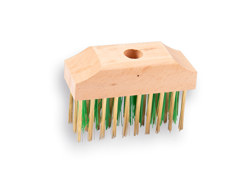 Brosse désherbante PPN verte/fil d'acier trempé 14 x 6 cm, sans manche. FSC 100%