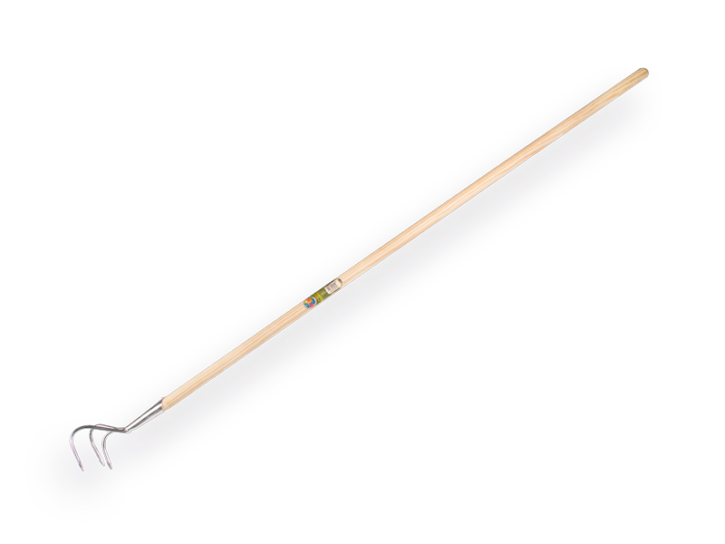 [1314140] Griffe de jardin 3 dents galvanisée avec manche IKAPE 150 x 2,8 cm. FSC 100%