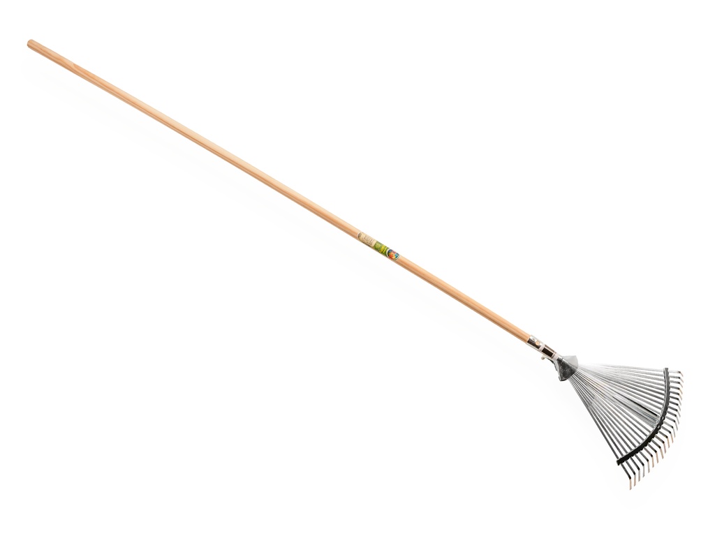 [1317408] Râteau à feuilles Jimmy Tools galvanisé réglable, 22 dents plates, 28-42 cm de large, avec manche IKAPE 150 x 2,4 cm. FSC 100 %