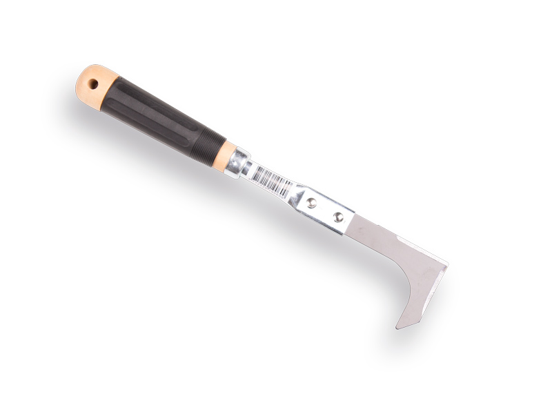 Joint scraper with wooden grip and rubber handle