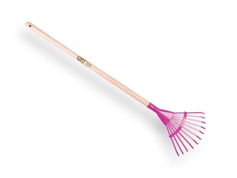 [1470700] Children's leaf rake purple with tapered handle.