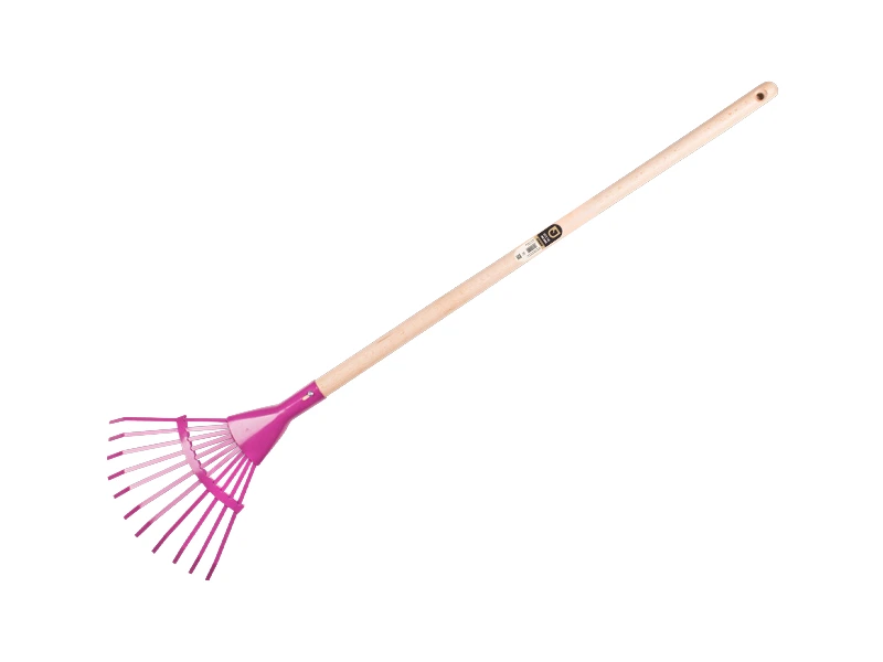 [1470700] Kids leaf rake Jimmy Kids purple with wooden handle
