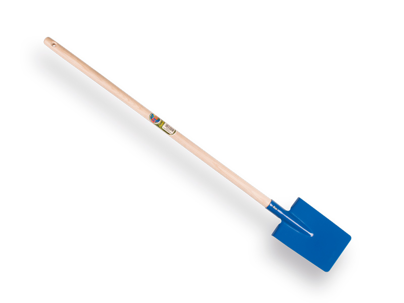 Children's spade blue with tapered handle.