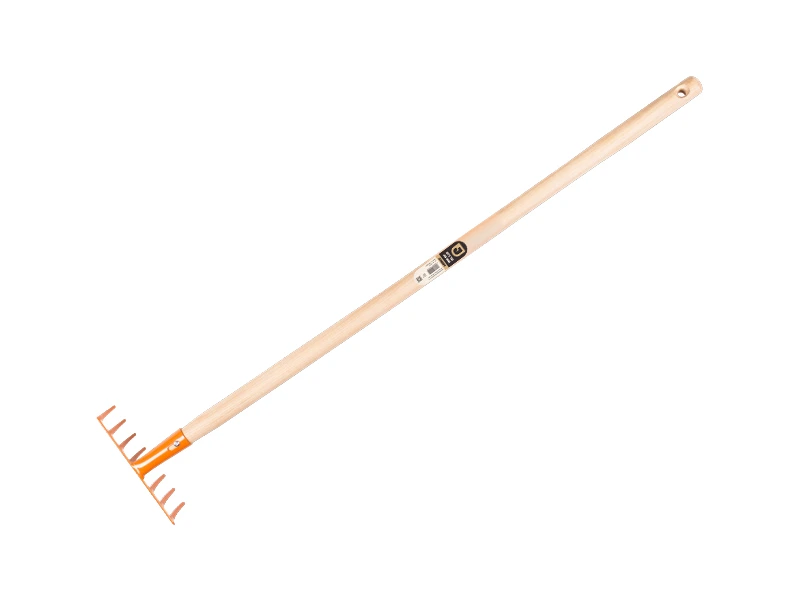 [1470730] Kids rake Jimmy Kids orange with wooden handle