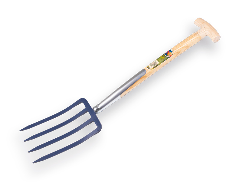 Spitvork Jimmy kort 4 tands blauw, met ESSEN T-steel 50 cm
