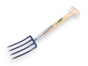 Fourche bêche ATLAS courte à 4 dents bleue, avec bois de frêne manche de bêche en T 50 cm