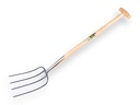 Fourche à fumier ATLAS 4 dents bleue, avec manche de bêche en T en bois de frêne 85 cm
