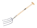 Manure Fork Jimmy 4-prong blue, with ash wood T-handle 85 cm