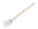 Manure Fork Jimmy 5 Tines Blue, with ASH WOOD Knob Handle 135 cm