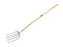 Manure Fork Jimmy 5 Tines Blue, with ASH WOOD Knob Handle 135 cm