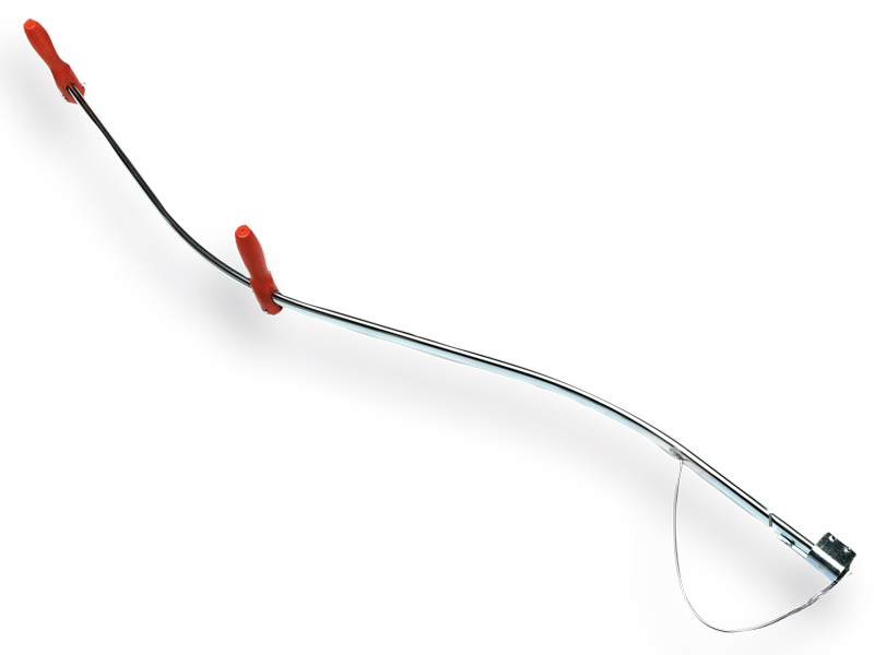 Scythe snath steel bent 150 cm, with wooden handles, scythe ring and bracket