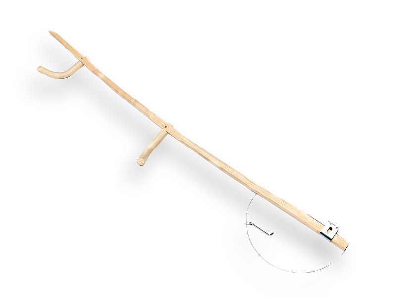 Manche de faux bois courbé 175 cm, avec poignées et anneau de faux