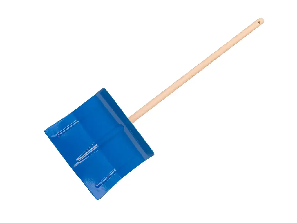 Kindersneeuwschuiver metaal, kleur blauw RAL 5017, met beuken steel