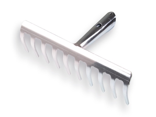 [1301100] Galvanised garden rake with 10 bent tines, without handle