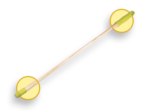 [7483505] Broom handle 130 x 2.4 cm lacquered, with screw thread and hanging cap