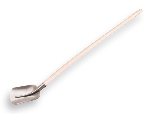 [780685] Scoop shovel 3/4 00, clear lacquered, with PE Import shovel handle 130 cm bent